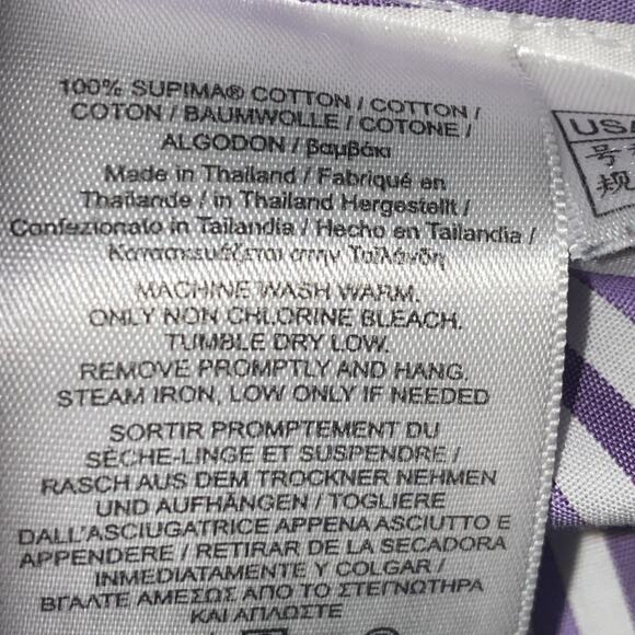 Brooks Brothers Purple White Striped Button Up Shirt Tailored Fit 8P 100% Cotton - Picture 5 of 5